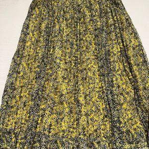 Who What Wear Yellow and Black Floral Midi Skirt
